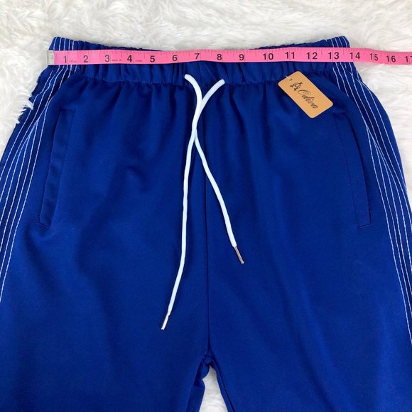 Blue & White Sporty Mid-Rise Joggers Pants L/XL - Picture 8 of 13